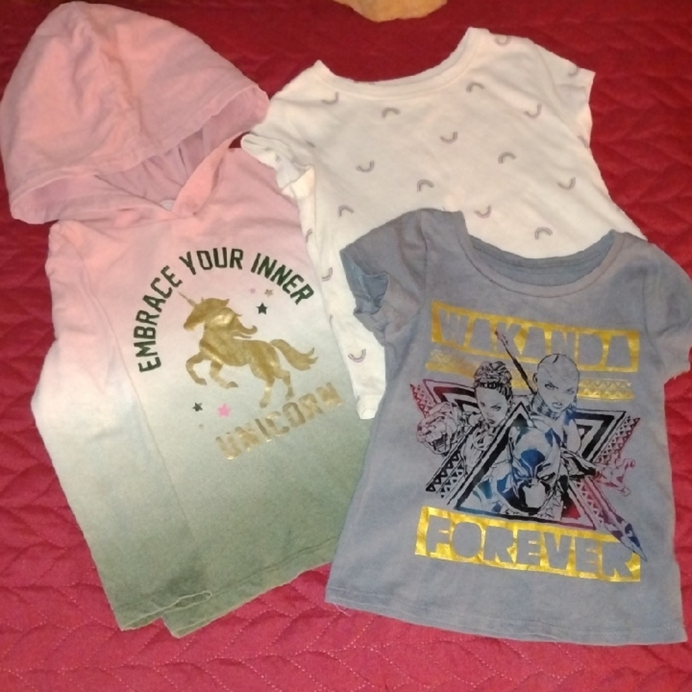 Girls 2T Tops Bundle 1 hooded Long Sleeve 2 Tees